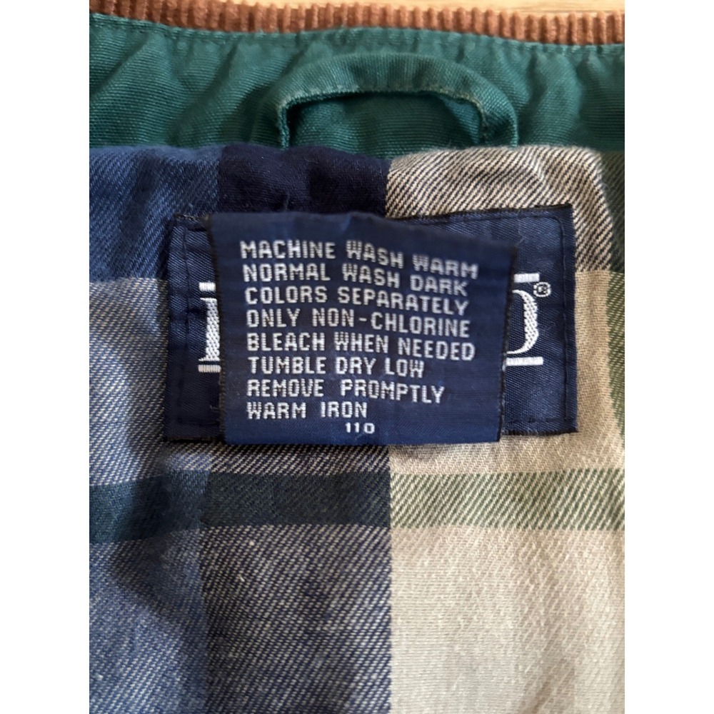 Lands End Mens Barn Jacket Forest Green Cotton Canvas Plaid Lined Chore Coat L - Picture 11 of 11